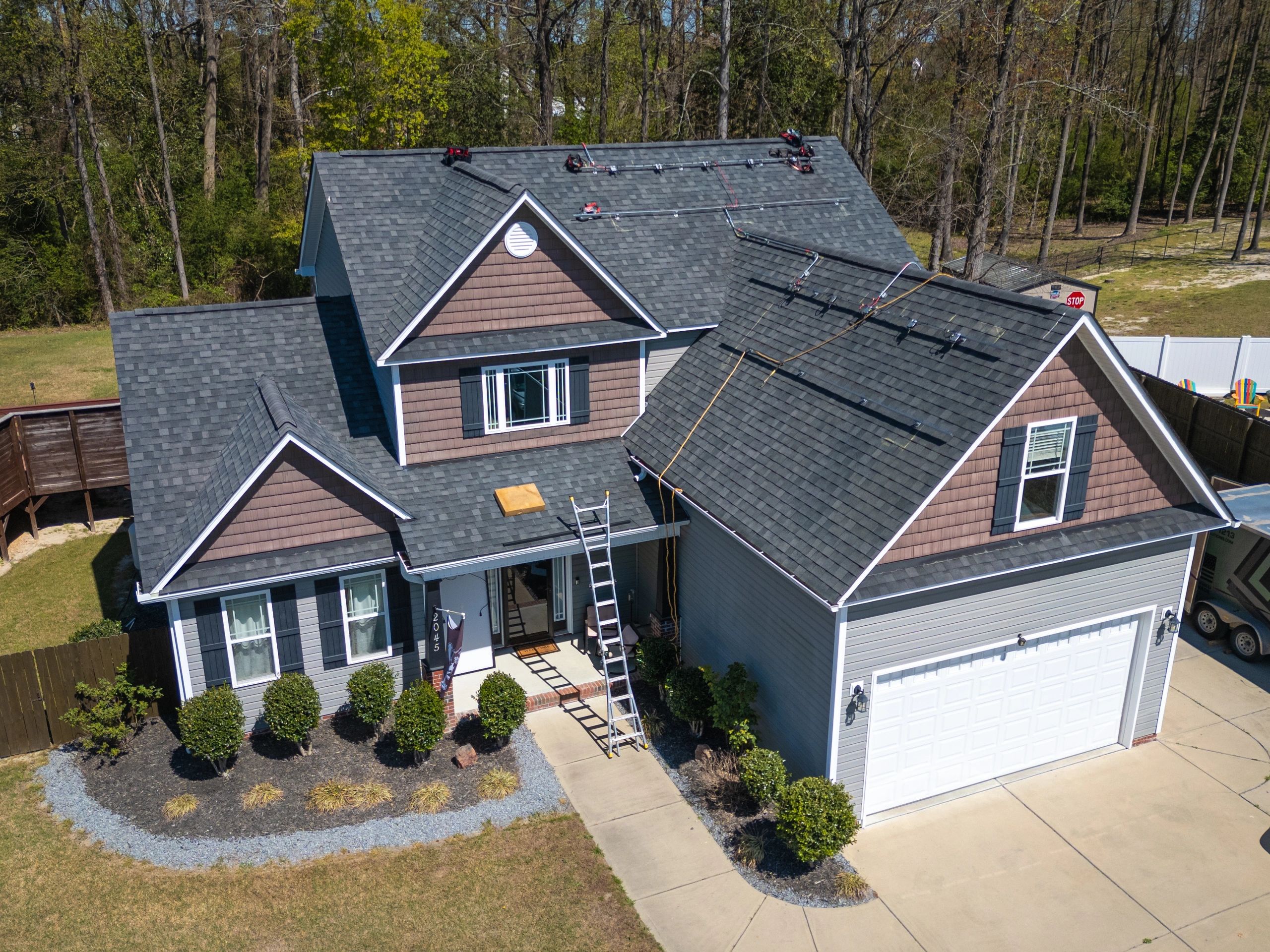 Residential roof viewed from above