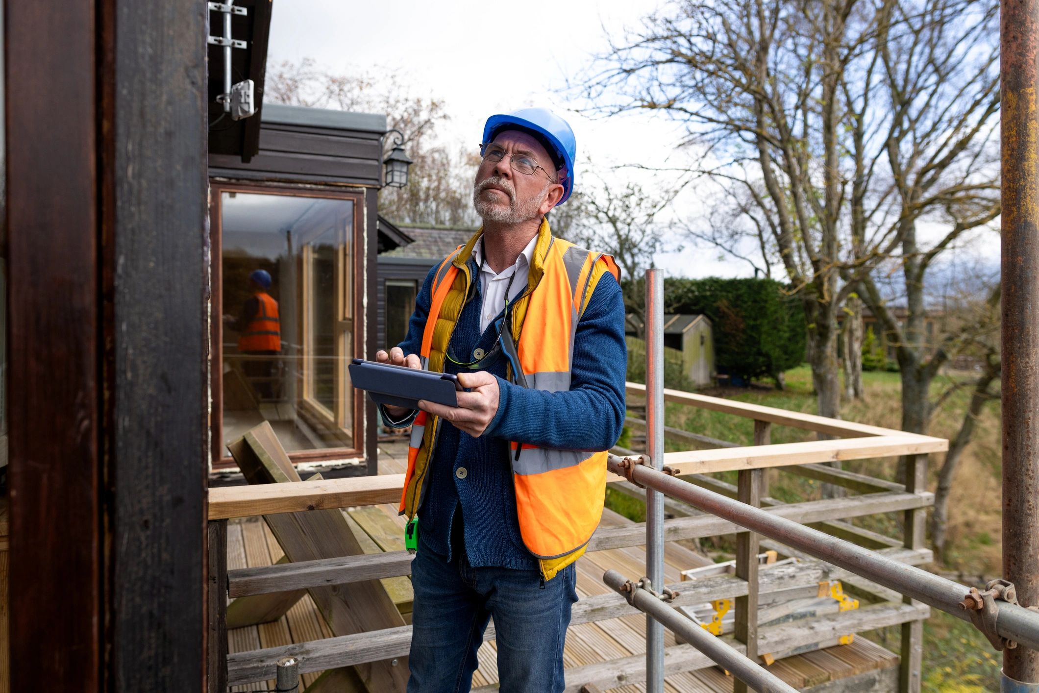 Construction professional performing a property inspection